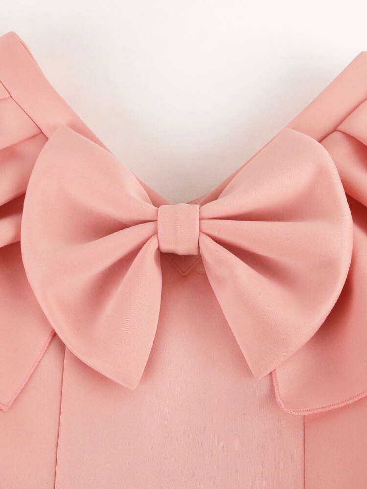 Dress with Bow Collar