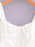 Women's Bow Tops Fashion Designer Corset Square Collar Singlets-Women's Tops Fashion Designer Singlets