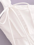 Women's Bow Tops Fashion Designer Corset Square Collar Singlets-Women's Tops Fashion Designer Singlets