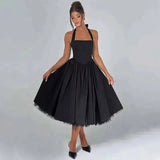 Women's Bubble Halter Fashion Designer Mini Dresses (Short)