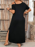 Women's Buckle Single Shoulder 2-4XL Fashion Designer Long Dresses (Plus Size)