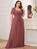 Women's Bust Ruched Chiffon Fashion Designer Long Dresses (Plus Size)