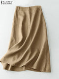 Women's Button 2-5XL Fashion Designer A-line Midi Skirts (Plus Size)