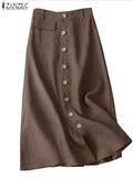 Women's Button 2-5XL Fashion Designer A-line Midi Skirts (Plus Size)
