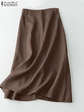 Women's Button 2-5XL Fashion Designer A-line Midi Skirts (Plus Size)