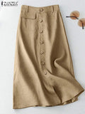 Women's Button 2-5XL Fashion Designer A-line Midi Skirts (Plus Size)