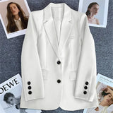 Women's Button Blazers Lapel Fashion Designer S-3XL Office Jackets
