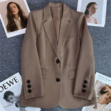 Women's Button Blazers Lapel Fashion Designer S-3XL Office Jackets