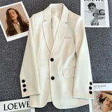 Women's Button Blazers Lapel Fashion Designer S-3XL Office Jackets