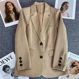 Women's Button Blazers Lapel Fashion Designer S-3XL Office Jackets