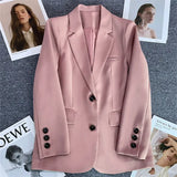Women's Button Blazers Lapel Fashion Designer S-3XL Office Jackets