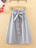 Women's Button High Waist Fashion Designer A-Line Skirts (Midi)