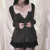 Women's Button Up Fashion Designer Knitted Cardigan-Women's Fashion Designer Jerseys Tops