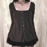 Women's Button Up Fashion Designer Knitted Cardigan-Women's Fashion Designer Jerseys Tops