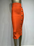 Women's Button XS-2XL Bodycon Fashion Designer Skirts (Long)-Women's Fashion Designer Skirts-Orange-Women&#x27;s fashion designer plus size clothes