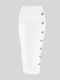 Women's Button XS-2XL Bodycon Fashion Designer Skirts (Long)