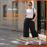 Women's Calf Length Fashion Designer Capri 5-9XL Pants (Plus Size)