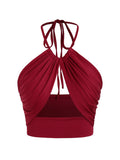 Women's Camisole Drawstring Designer Fashion Crop S-L Singlets-Women's Tops Fashion Designer Plus Size Singlets-wine red-Women&#x27;s fashion designer plus size clothes