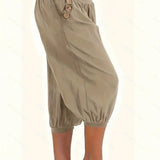 Women's Capris Rolled Bottoms 1-5XL Fashion Designer Linen Pants (Plus Size)