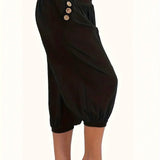 Women's Capris Rolled Bottoms 1-5XL Fashion Designer Linen Pants (Plus Size)