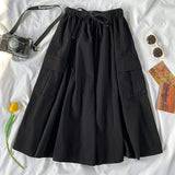 Women's Cargo A-Line 3-5XL Fashion Designer Midi Skirts (Plus Size)-Women's Fashion Designer Plus Size Skirts-black-Women&#x27;s fashion designer plus size clothes