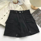 Women's Cargo Draw String Fashion Designer Mini Skirts (Short)