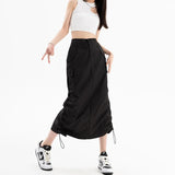 Women's Cargo Draw String High Waist Fashion Designer Skirts (Midi)
