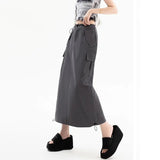 Women's Cargo Drawstring High Waist Fashion Designer Skirts (Midi)-Women's Fashion Designer Skirts