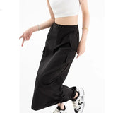 Women's Cargo Drawstring High Waist Fashion Designer Skirts (Midi)