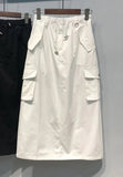 Women's Cargo Fashion Designer 2-5XL Midi Skirts (Plus Size)-Women's Fashion Designer Plus Size Skirts-WHITE-Women&#x27;s fashion designer plus size clothes