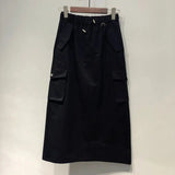 Women's Cargo Fashion Designer High Waist Midi Skirts (Plus Size)