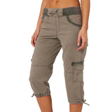 Women's Cargo S-3XL Fashion Drawstring Designer Fashion 3/4 Pants-Women's Fashion Designer Leggings / Pants-Grey-Women&#x27;s fashion designer plus size clothes