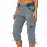 Women's Cargo S-3XL Fashion Drawstring Designer Fashion 3/4 Pants-Women's Fashion Designer Leggings / Pants-Light Blue-Women&#x27;s fashion designer plus size clothes