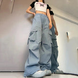 Women's Cargo Wide Leg S-3XL High Waist Fashion Designer Pants-Women's Fashion Designer Leggings / Pants-Women&#x27;s fashion designer plus size clothes