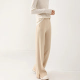 Women's Cashmere High Waist Fashion Designer Formal Pants