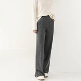 Women's Cashmere High Waist Fashion Designer Formal Pants