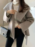 Women's Cashmere Lapel Fashion Designer Woolen Office Jackets-Women's Fashion Designer Jackets-International Women's Clothing