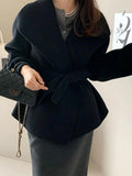 Women's Cashmere Lapel Fashion Designer Woolen Office Jackets-Women's Fashion Designer Jackets-International Women's Clothing