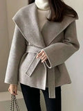 Women's Cashmere Lapel Fashion Designer Woolen Office Jackets-Women's Fashion Designer Jackets-International Women's Clothing