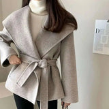 Women's Cashmere Lapel Fashion Designer Woolen Office Jackets-Women's Fashion Designer Jackets-International Women's Clothing
