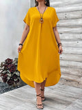 Women's Casual 1-5XL Fashion Designer High Low Long Dresses (Plus Size)