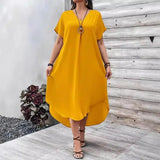 Women's Casual 1-5XL Fashion Designer High Low Long Dresses (Plus Size)