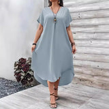 Women's Casual 1-5XL Fashion Designer High Low Long Dresses (Plus Size)
