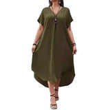 Women's Casual 1-5XL Fashion Designer High Low Long Dresses (Plus Size)