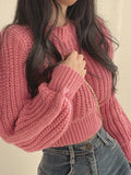 Women's Casual O-neck Tied Up Tops Fashion Designer Knitted Jerseys