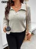 Women's Casual Ribbed Fashion Designer Knitted Cardigan (Plus Size)