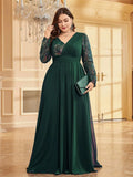 Women's Chiffon 2-4XL Fashion Designer Sequin Evening Long Dresses (Plus Size)