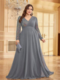 Women's Chiffon 2-4XL Fashion Designer Sequin Evening Long Dresses (Plus Size)