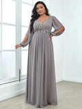 Women's Chiffon Loose Fashion Designer Puff Sleeve Long Dresses (Plus Size)