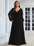 Women's Chiffon Loose Fashion Designer Puff Sleeve Long Dresses (Plus Size)